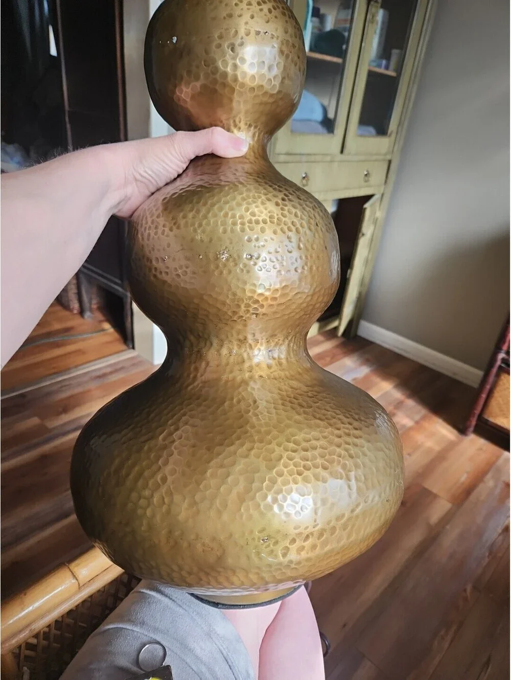 Vintage Handmade Wildwood 2014 Discontinued Brass Gourd Shaped Table Lamp 34